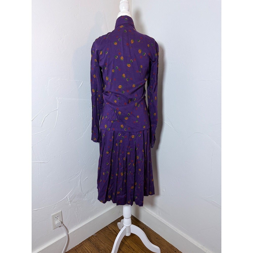 Vintage 70s 80s Saks Fifth Avenue Ernst Strauss Purple 2pc Skirt Set 4